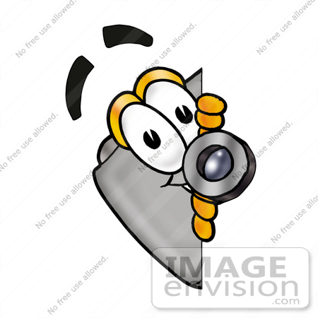 #23160 Clip Art Graphic of a Flash Camera Cartoon Character Peeking Around a Corner by toons4biz