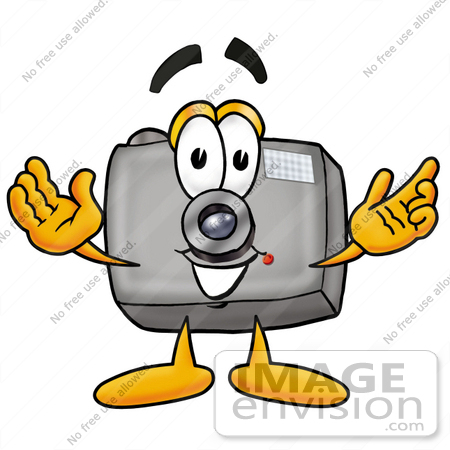 #23195 Clip Art Graphic of a Flash Camera Cartoon Character With Welcoming Open Arms by toons4biz