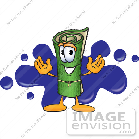 #23240 Clip Art Graphic of a Rolled Green Carpet Cartoon Character Logo by toons4biz