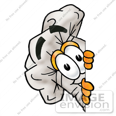 #23275 Clip Art Graphic of a White Chefs Hat Cartoon Character Peeking Around a Corner by toons4biz
