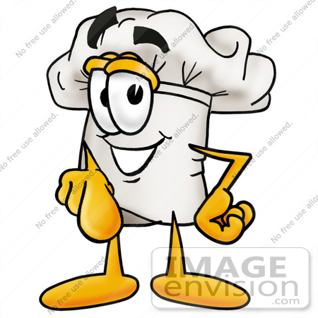 #23314 Clip Art Graphic of a White Chefs Hat Cartoon Character Pointing at the Viewer by toons4biz