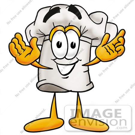 #23329 Clip Art Graphic of a White Chefs Hat Cartoon Character With Welcoming Open Arms by toons4biz