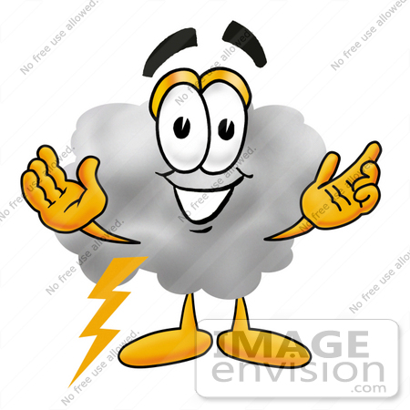 #23364 Clip Art Graphic of a Puffy White Cumulus Cloud Cartoon Character With Welcoming Open Arms by toons4biz