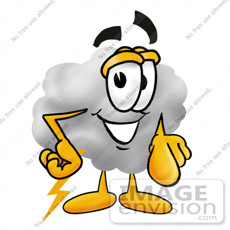 #23368 Clip Art Graphic of a Puffy White Cumulus Cloud Cartoon Character Pointing at the Viewer by toons4biz