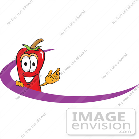 #23421 Clip Art Graphic of a Red Chilli Pepper Cartoon Character Logo With a Dash by toons4biz
