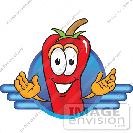 #23426 Clip Art Graphic of a Red Chilli Pepper Cartoon Character Logo by toons4biz