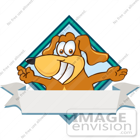 #23609 Clip Art Graphic of a Cute Brown Dog Cartoon Character Label by toons4biz