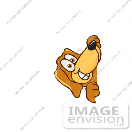 #23615 Clip Art Graphic of a Cute Brown Hound Dog Cartoon Character Peeking Around a Corner by toons4biz