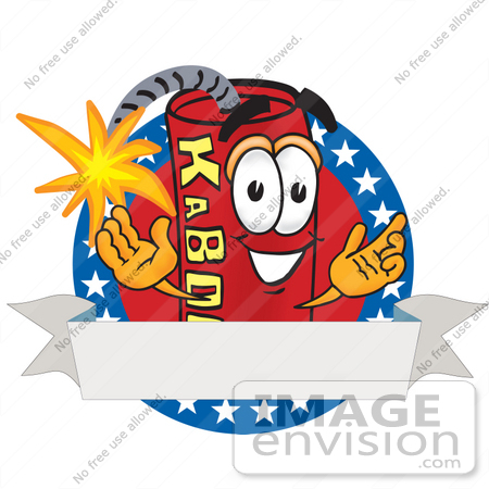 #23725 Clip Art Graphic of a Stick of Red Dynamite Cartoon Character Logo With Stars by toons4biz