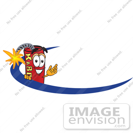 #23726 Clip Art Graphic of a Stick of Red Dynamite Cartoon Character Logo With a Blue Dash by toons4biz