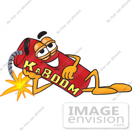 #23737 Clip Art Graphic of a Stick of Red Dynamite Cartoon Character Resting His Head on His Hand by toons4biz