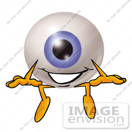 #23761 Clip Art Graphic of a Blue Eyeball Cartoon Character Sitting by toons4biz