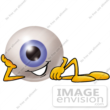 #23774 Clip Art Graphic of a Blue Eyeball Cartoon Character Resting His Head on His Hand by toons4biz