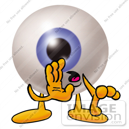 #23776 Clip Art Graphic of a Blue Eyeball Cartoon Character Whispering and Gossiping by toons4biz