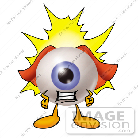 #23777 Clip Art Graphic of a Blue Eyeball Cartoon Character Dressed as a Super Hero by toons4biz