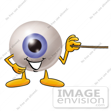 #23783 Clip Art Graphic of a Blue Eyeball Cartoon Character Holding a Pointer Stick by toons4biz