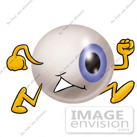 #23785 Clip Art Graphic of a Blue Eyeball Cartoon Character Running by toons4biz
