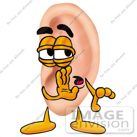 #23812 Clip Art Graphic of a Human Ear Cartoon Character Whispering and Gossiping by toons4biz
