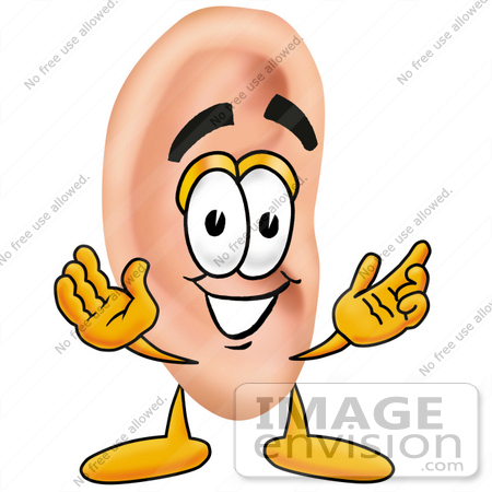 #23817 Clip Art Graphic of a Human Ear Cartoon Character With Welcoming Open Arms by toons4biz