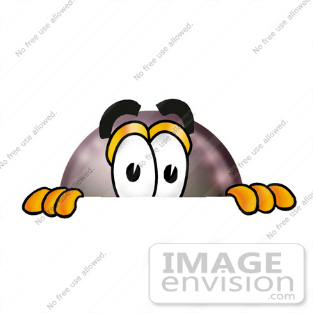 #23828 Clip Art Graphic of a Billiards Eight Ball Cartoon Character Peeking Over a Surface by toons4biz