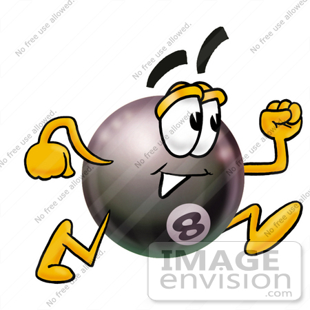 Clip Art Graphic of a Billiards Eight Ball Cartoon Character Running |  #23850 by toons4biz | Royalty-Free Stock Cliparts