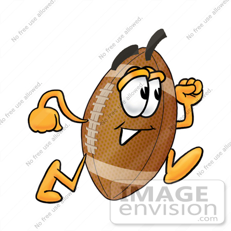 #23855 Clip Art Graphic of a Football Cartoon Character Running by toons4biz