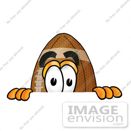 #23864 Clip Art Graphic of a Football Cartoon Character Peeking Over a Surface by toons4biz