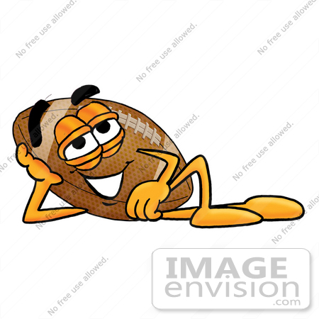 #23870 Clip Art Graphic of a Football Cartoon Character Resting His Head on His Hand by toons4biz
