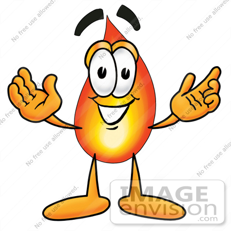 #23881 Clip Art Graphic of a Fire Cartoon Character With Welcoming Open Arms by toons4biz