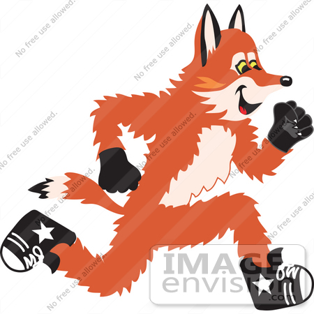 #23964 Clipart Picture of a Fox Mascot Cartoon Character Running by toons4biz