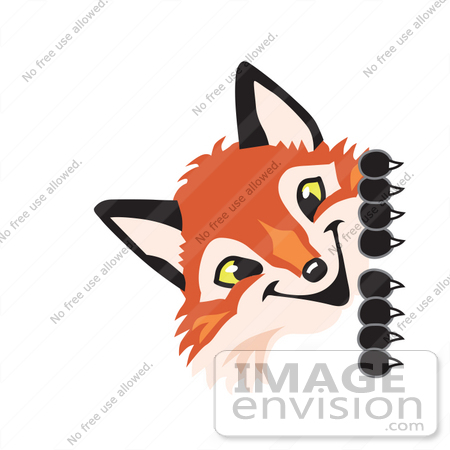Clipart Picture of a Fox Mascot Cartoon Character Peeking ...