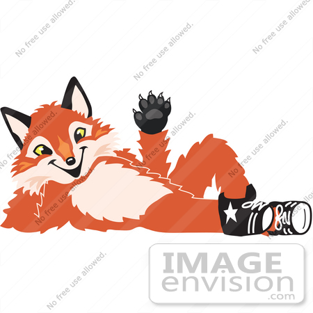 #23969 Clipart Picture of a Fox Mascot Cartoon Character Resting His Head on His Hand by toons4biz