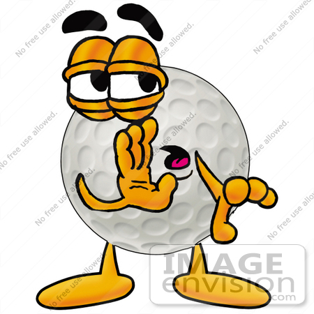 #23972 Clip Art Graphic of a Golf Ball Cartoon Character Whispering and Gossiping by toons4biz