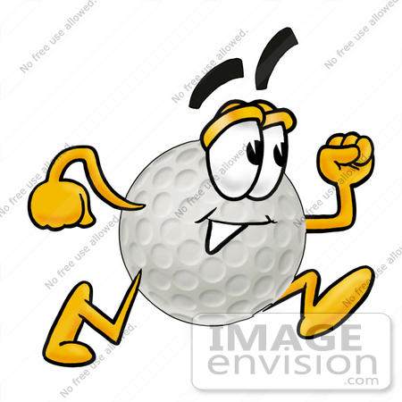 #23981 Clip Art Graphic of a Golf Ball Cartoon Character Running by toons4biz