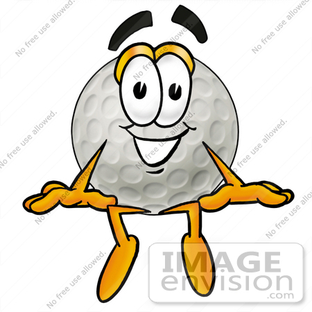 #23992 Clip Art Graphic of a Golf Ball Cartoon Character Sitting by toons4biz