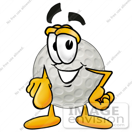 #23998 Clip Art Graphic of a Golf Ball Cartoon Character Pointing at the Viewer by toons4biz