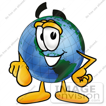 #24058 Clip Art Graphic of a World Globe Cartoon Character Pointing at the Viewer by toons4biz
