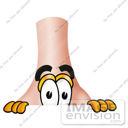 #24108 Clip Art Graphic of a Human Nose Cartoon Character Peeking Over a Surface by toons4biz