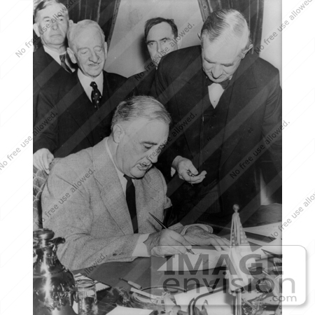 #2429 President Roosevelt Signing the Declaration of War Against Japan by JVPD