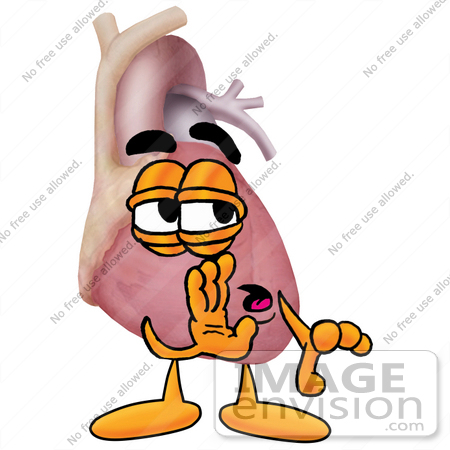 #24343 Clip Art Graphic of a Human Heart Cartoon Character Whispering and Gossiping by toons4biz