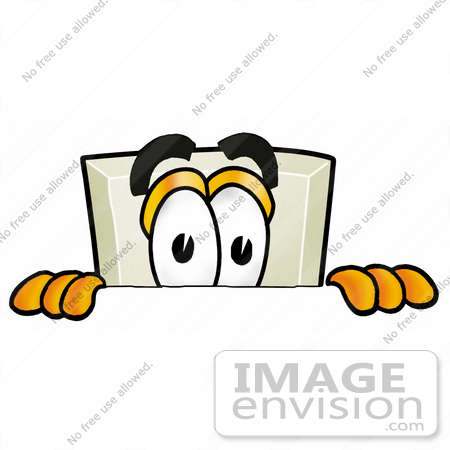 #24443 Clip Art Graphic of a White Electrical Light Switch Cartoon Character Peeking Over a Surface by toons4biz