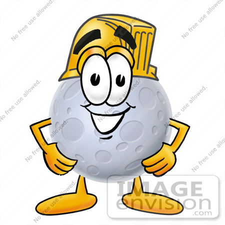 #24755 Clip Art Graphic of a Full Moon Cartoon Character Wearing a Hardhat Helmet by toons4biz
