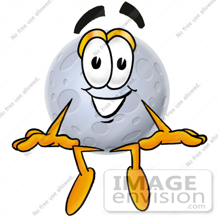 #24772 Clip Art Graphic of a Full Moon Cartoon Character Sitting by toons4biz