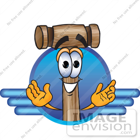 #24886 Clip Art Graphic of a Wooden Mallet Cartoon Character Logo by toons4biz
