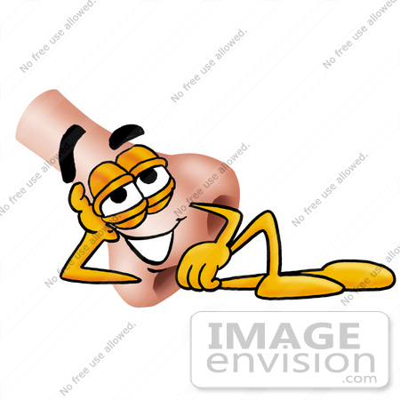 #24890 Clip Art Graphic of a Human Nose Cartoon Character Resting His Head on His Hand by toons4biz