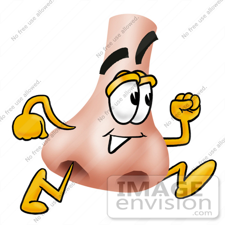 #24901 Clip Art Graphic of a Human Nose Cartoon Character Running by toons4biz
