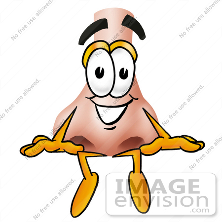 #24913 Clip Art Graphic of a Human Nose Cartoon Character Sitting by toons4biz