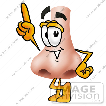 #24916 Clip Art Graphic of a Human Nose Cartoon Character Pointing Upwards by toons4biz