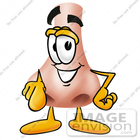 #24917 Clip Art Graphic of a Human Nose Cartoon Character Pointing at the Viewer by toons4biz