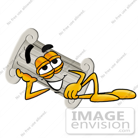 #24951 Clip Art Graphic of a Pillar Cartoon Character Resting His Head on His Hand by toons4biz